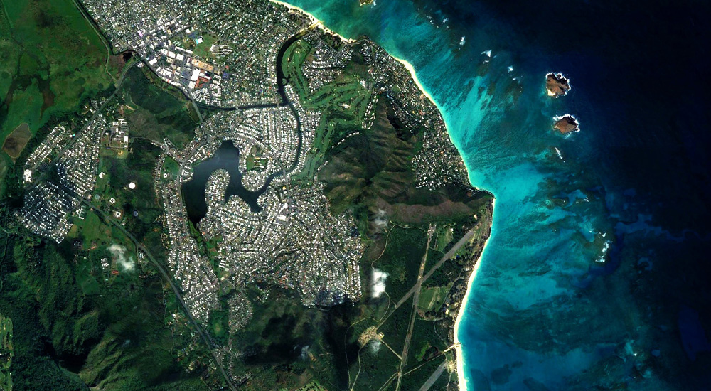 bird's eye view of land and sea